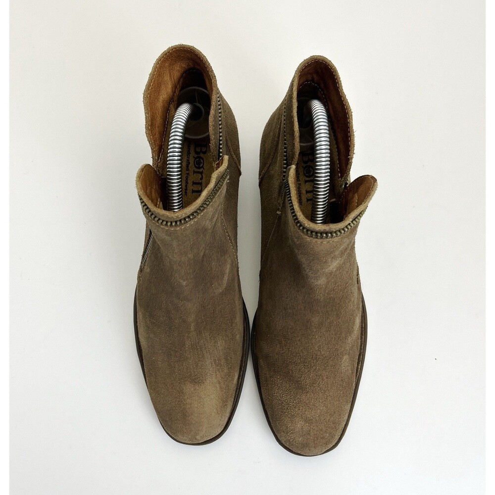 Born Malta Ankle Bootie Womens Size 7 Taupe Suede Boho Chic V-cut Envelope - Picture 4 of 7